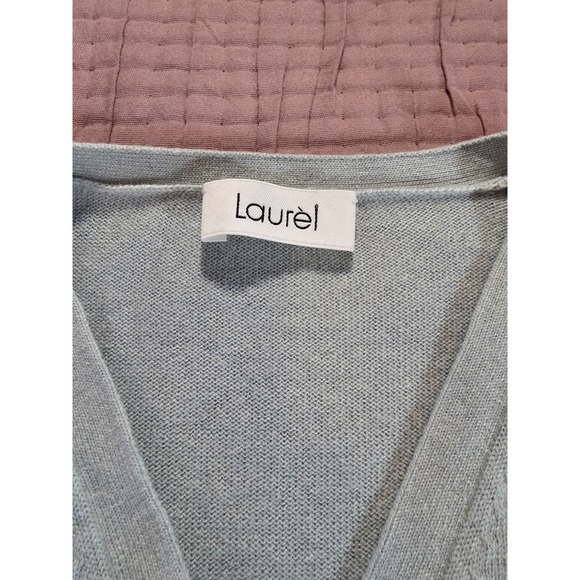 Laurel Women Cardigan Top Small-36 Light Gray Color Button Up V-Neck - Picture 3 of 6